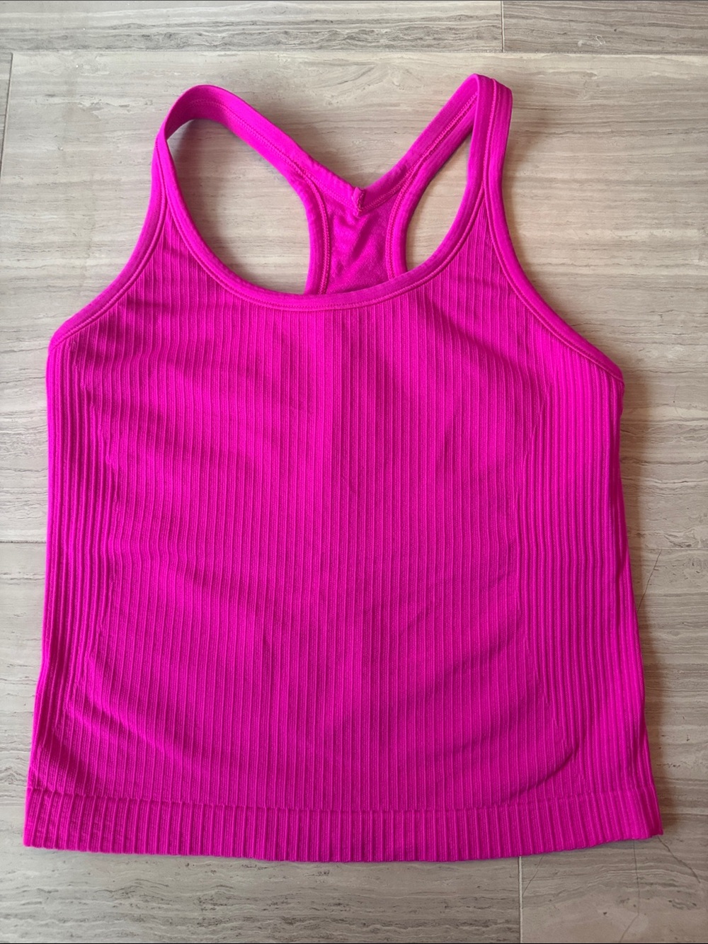 Bright Pink Ribbed Racerback Tank Top - Women